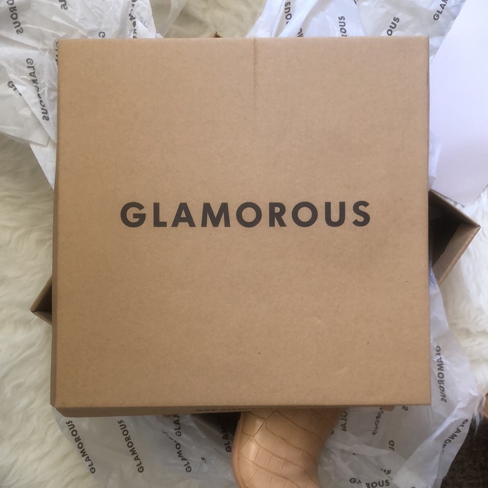 BNIB • ASOS GLAMOROUS Beige Croc Embossed Ankle Boot with Harness Details - Picture 9 of 12